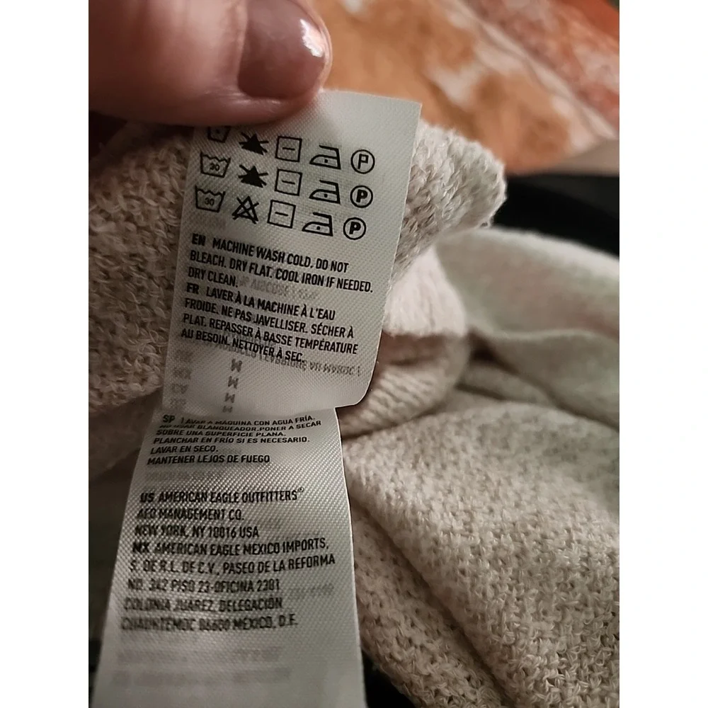 American Eagle Women's M Sweater‎ Open Knit Crochet Sheer Mesh Cream Boho Fairy